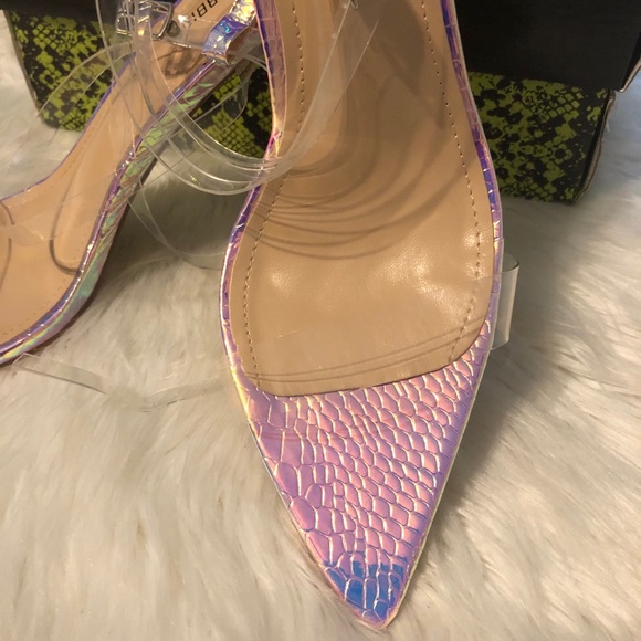 Iridescent Clear Strappy Heels - Picture 4 of 9